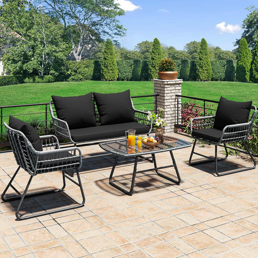 YITAHOME 4-Piece Patio Furniture Wicker Outdoor Bistro Set