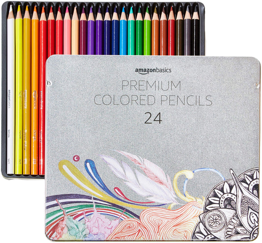 Amazon Basics Colored Pencils, Premium, 24 Count