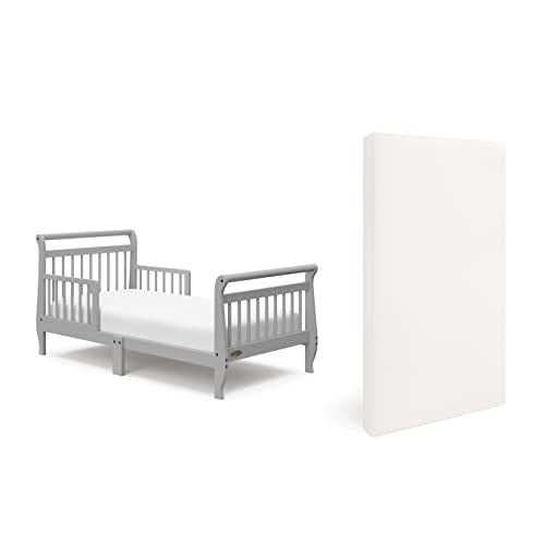 Graco Classic Sleigh Toddler Bed with Premium Foam Crib and Toddler Mattress