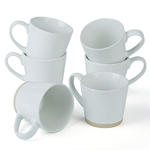 famiware Coffee Mugs for 6, 12 oz Mug Set, Dringking Cup with Handle for Coffee, Tea, Cocoa, Milk, Saturn serise, White