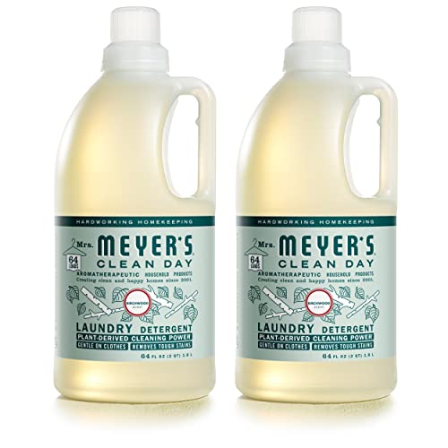 MRS. MEYER'S CLEAN DAY Liquid Laundry Detergent, Biodegradable Formula Infused with Essential Oils, Birchwood, 64 Fl oz (Pack of 2)