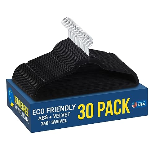 30 Pieces Velvet Non-Slip Plastic Hanger Set