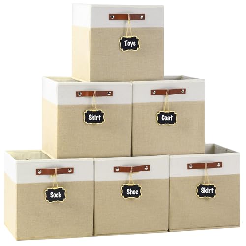 Pack of 6 Cube Storage Bins with Labels