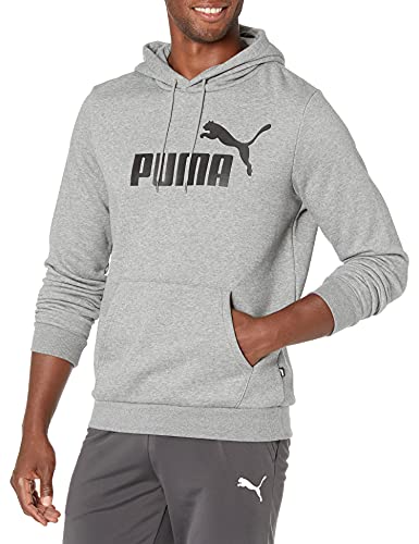 PUMA Men's Essentials Big Logo Fleece Hoodie, Medium Gray Heather, M
