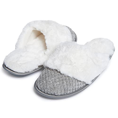 Laura Ashley Womens Plush Memory Foam Slippers