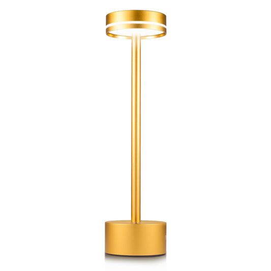 YYXGOOB Rechargeable Battery Operated Desk Lamp with Touch Sensor (2600mAh),Cordless Portable LED Table Lamp， Three-Level Dimmable Suitable for Bars/Cafes/Restaurants/Bedrooms/Camping Sites (Gold)