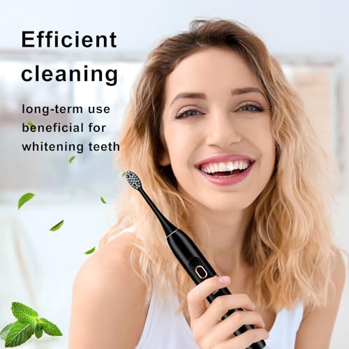 kingheroes Electric Toothbrush Set, Comes with 8 Brush Heads & Travel Case,4 Modes with 2 Minutes Built in Smart Timer, One Charge for 60 Days, 42000 VPM Motor (Black)