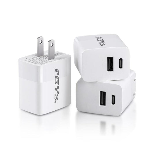 3 Pack 25W Dual Port USB C Wall Charger