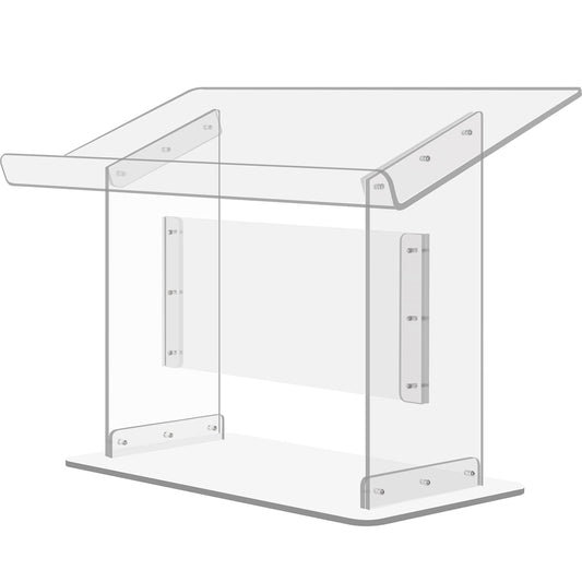 VEVOR Tabletop Acrylic Podium 19.5" Tall Plexiglass Podium 27"x13.7" Table Acrylic Pulpits for Churches Slanted Surface with Lip for Book Holder Clear Lectern for Lecture Recital Speech & Presentation