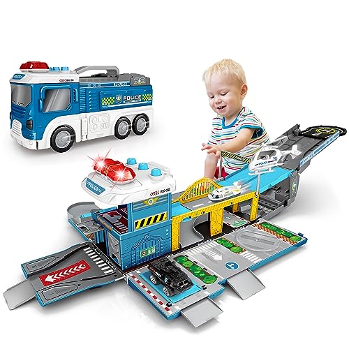 Transporter Toy Truck With 3 Vehicles, With Sounds And Lights