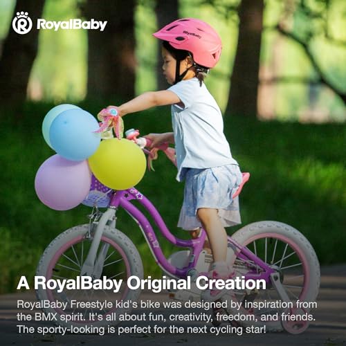 Royalbaby Stargirl Kids Bike 14 Inch Girls Bicycle for Children with Training Wheels & Basket, Purple