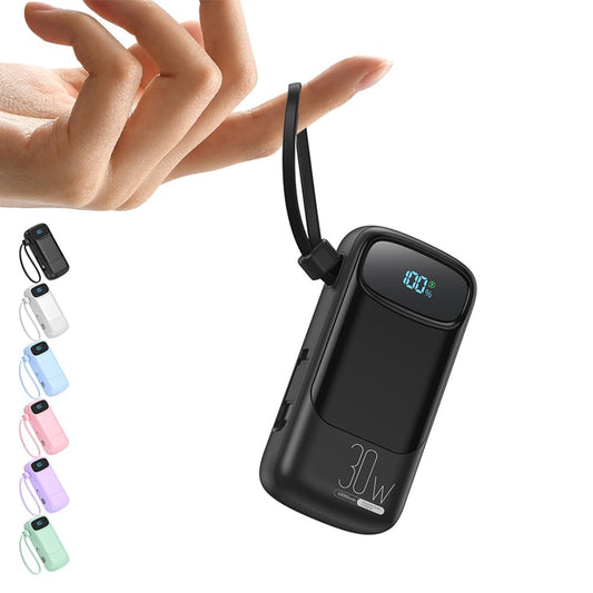 Small Portable Charger with Built in USB-C Cable