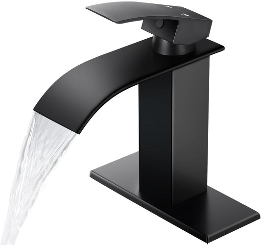 Black Waterfall Spout Bathroom Faucet