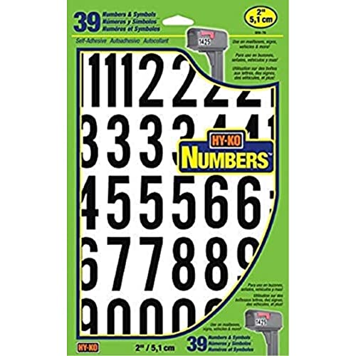 Hy-Ko Products MM-7N Self Adhesive Vinyl Numbers 2" High, Black & White, 39 Pieces