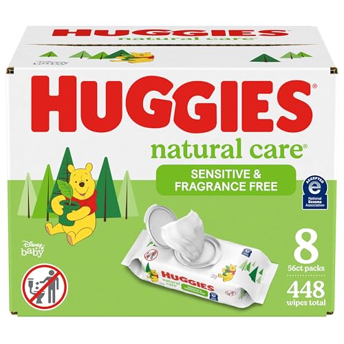 Huggies Natural Care Sensitive Baby Wipes 8 Flip-Top Packs