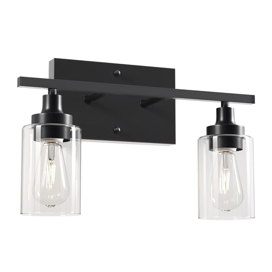 VONLUCE 2-Light Bathroom Vanity Light, Bathroom Light Fixtures Over Mirror, Black Modern Vanity Light Wall Sconces for Bathroom Bedroom Hallway Entryway Living Room