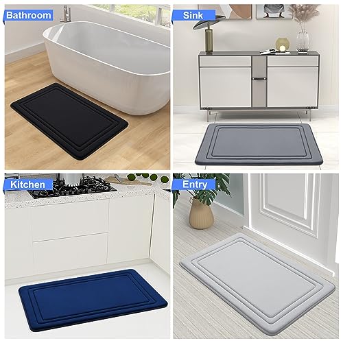 Grandaily Memory Foam Bath Mat Rug 30x20, Ultra Soft, Non-Slip and Absorbent Bathroom Rugs, Machine Wash Dry, Comfortable Bath Rug Carpet for Bathroom Floor, Tub and Shower, Black