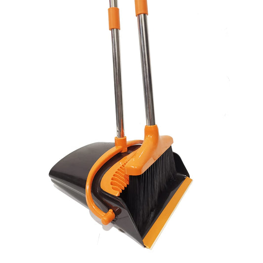 Extendable Long Handle Broom & Dustpan Set, Stainless