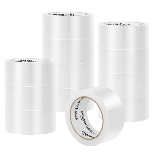 Amazon Basics Plastic Adhesive Packaging Tape, 12 Pack
