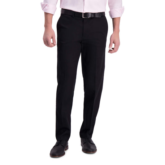 Haggar Men's Iron Free Premium Khaki Straight Fit Flat Front Flex Waist Casual Pant, Black