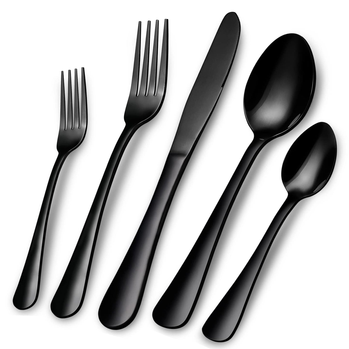 Black Silverware Set – 40-Piece