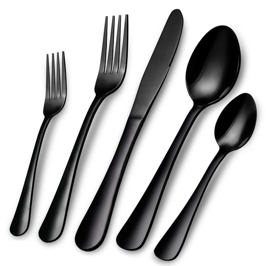 Black Silverware Set – 40-Piece