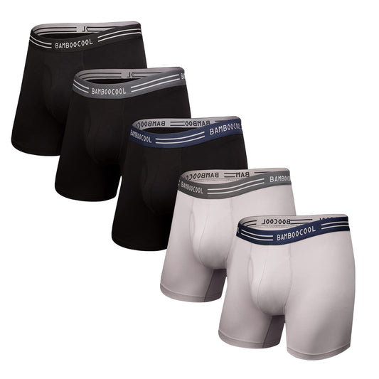 BAMBOO COOL Men's Underwear Boxer Briefs 5 Pack