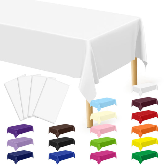 4 Packs White Plastic Tablecloth