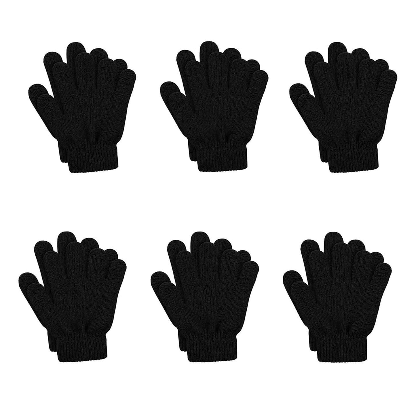 6 Pairs Kids Winter Magic Gloves Children Cold Weather Thermal Warm Stretchy Gloves