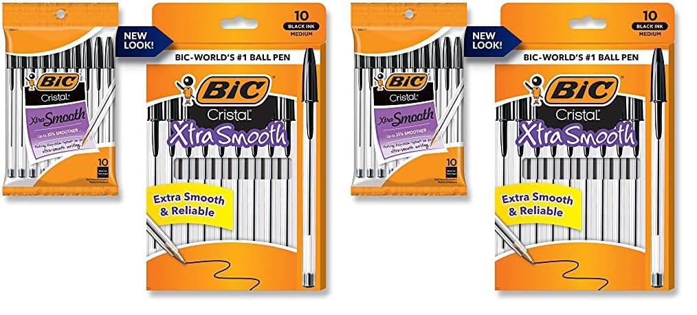 BIC Cristal Xtra Smooth Ballpoint Pen, 10 Count, 2 Pack