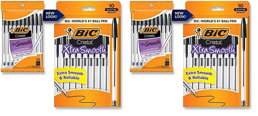 BIC Cristal Xtra Smooth Ballpoint Pen, 10 Count, 2 Pack