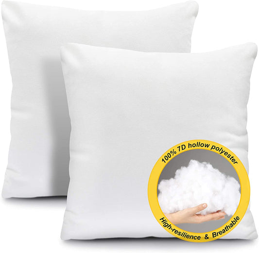 Fixwal 18x18 Inches Pillow Inserts Set of 2, Soft Microfiber Filled Pillow Inserts for Decorative Pillow Covers Cushion Bed Couch and Sofa