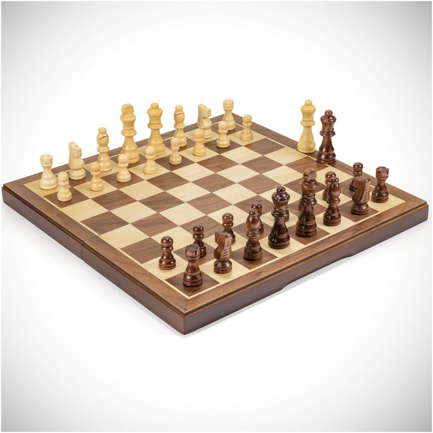 Chess Set Handmade Walnut Wooden 15"