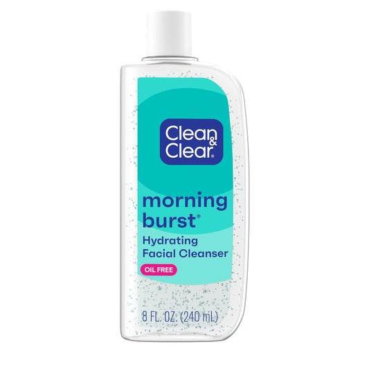 Clean & Clear Morning Burst Oil-Free Hydrating Facial Cleanser with BHA, Cucumber & Aloe Extracts, Face Wash Gently Removes Oil & Pore Clogging Impurities, 8 fl. oz