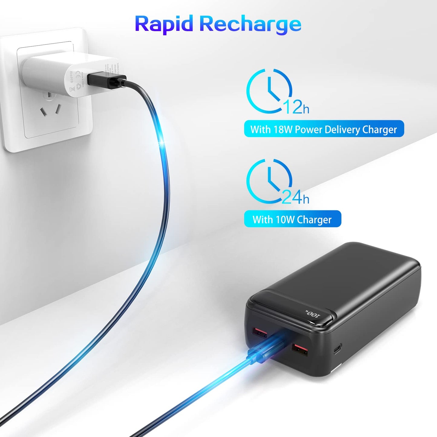 50000mAh Fast Charging Portable Charger With Flashlight