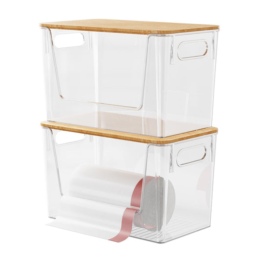 2-Pack Bamboo Trash Bag Dispenser