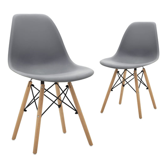 Modern Shell Lounge with Natural Wooden Legs, Set of 2