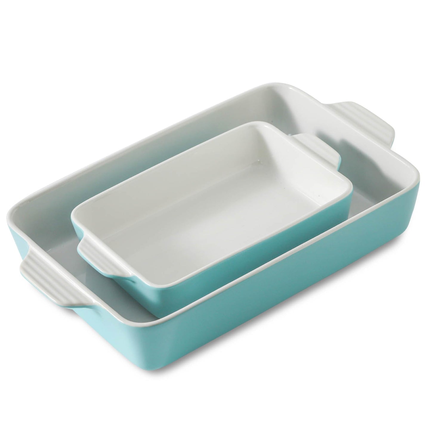 Light Blue Ceramic Bakeware Set – 2 Pans with Handles
