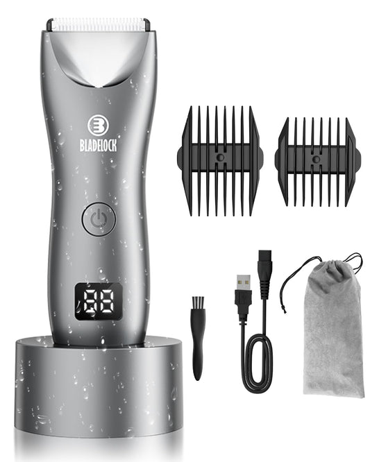 ENSSU Body Hair Trimmer for Men with Light, Pubic Groin Hair Trimmer for Men Rechargeable Body Groomer with Standing Recharge Dock& LED Display