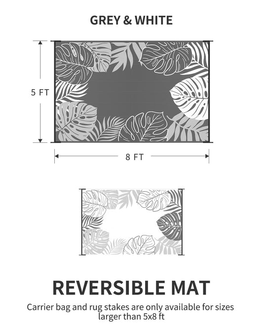 Reversible and Waterproof Tropical Outdoor Rug, 5x8