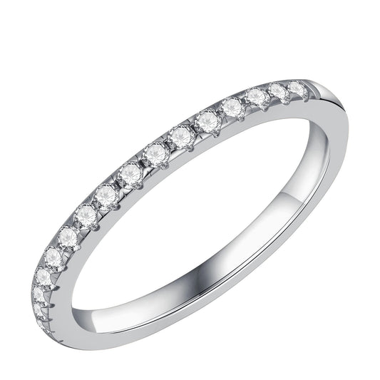 SMILEST 1.8mm 14K White Gold Plated Moissanite Band With Lab Created Diamonds