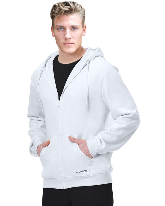 Men's Zip Up Hoodies Soft Brushed Fleece Hooded Sweatshirts