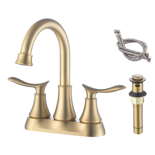 2-Handle 360 Degree Brushed Gold Bathroom Faucet