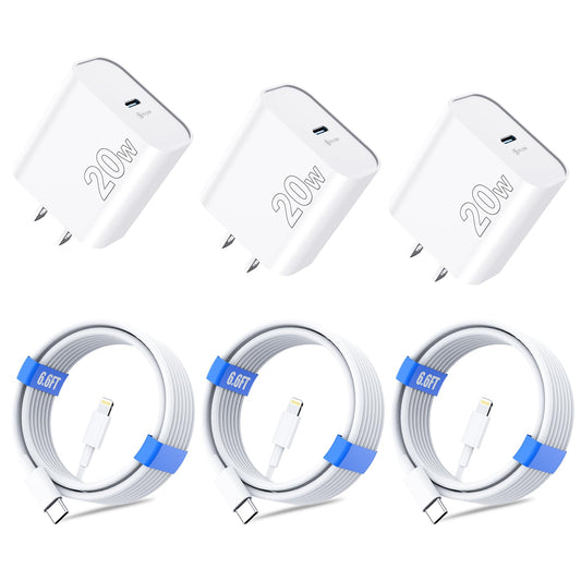 USB-C Fast Charger & Lightning Cable – 3-Pack