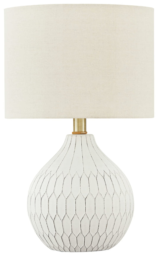 Signature Design by Ashley Wardmont 18" Modern Dimensional Design Ceramic Table Lamp, White