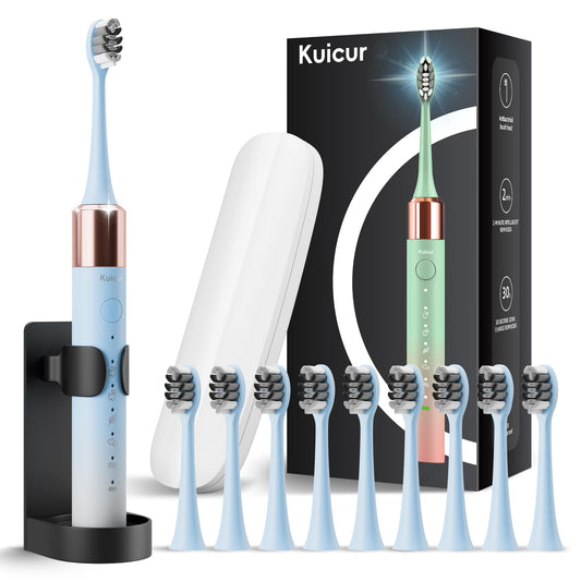 Sonic Electric Toothbrush with 10 Brush Heads & Travel Case