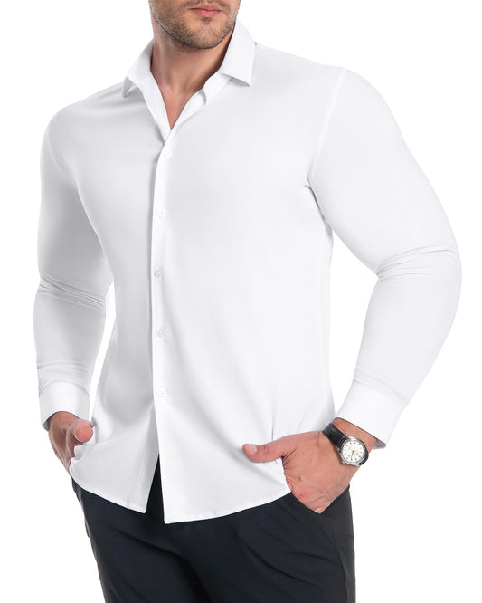 Alimens & Gentle Men's Stretch Athletic Slim Fit Dress Shirts