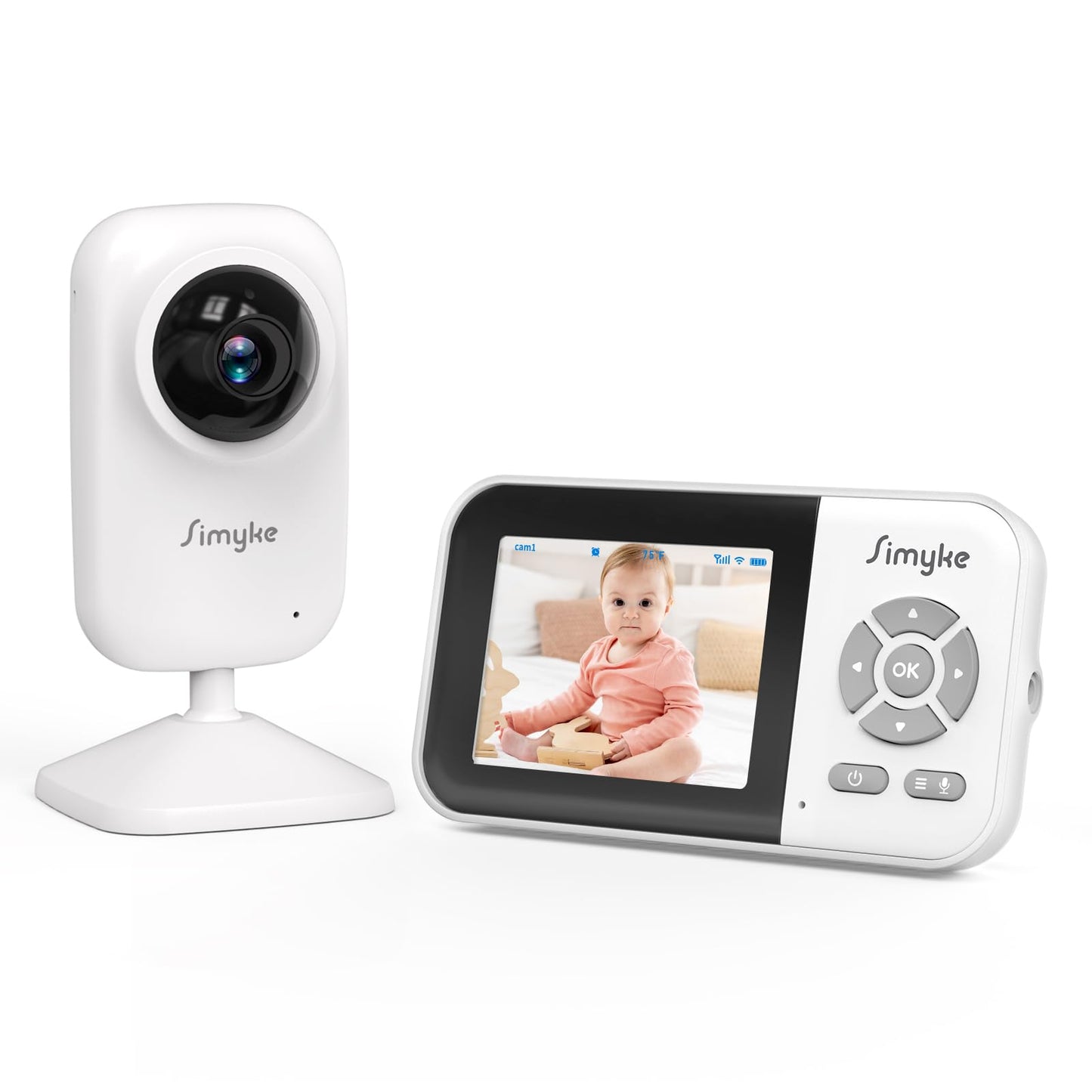 Simyke Upgrate Video Baby Monitor,WiFi Baby Camera,2.8" Display and App Control,1200ft Long Range,2 Way Talk,Auto Night Vision,Sound Alert,VOX,Temperature Sensor 5 Lullabies Feeding Remind,Home Use