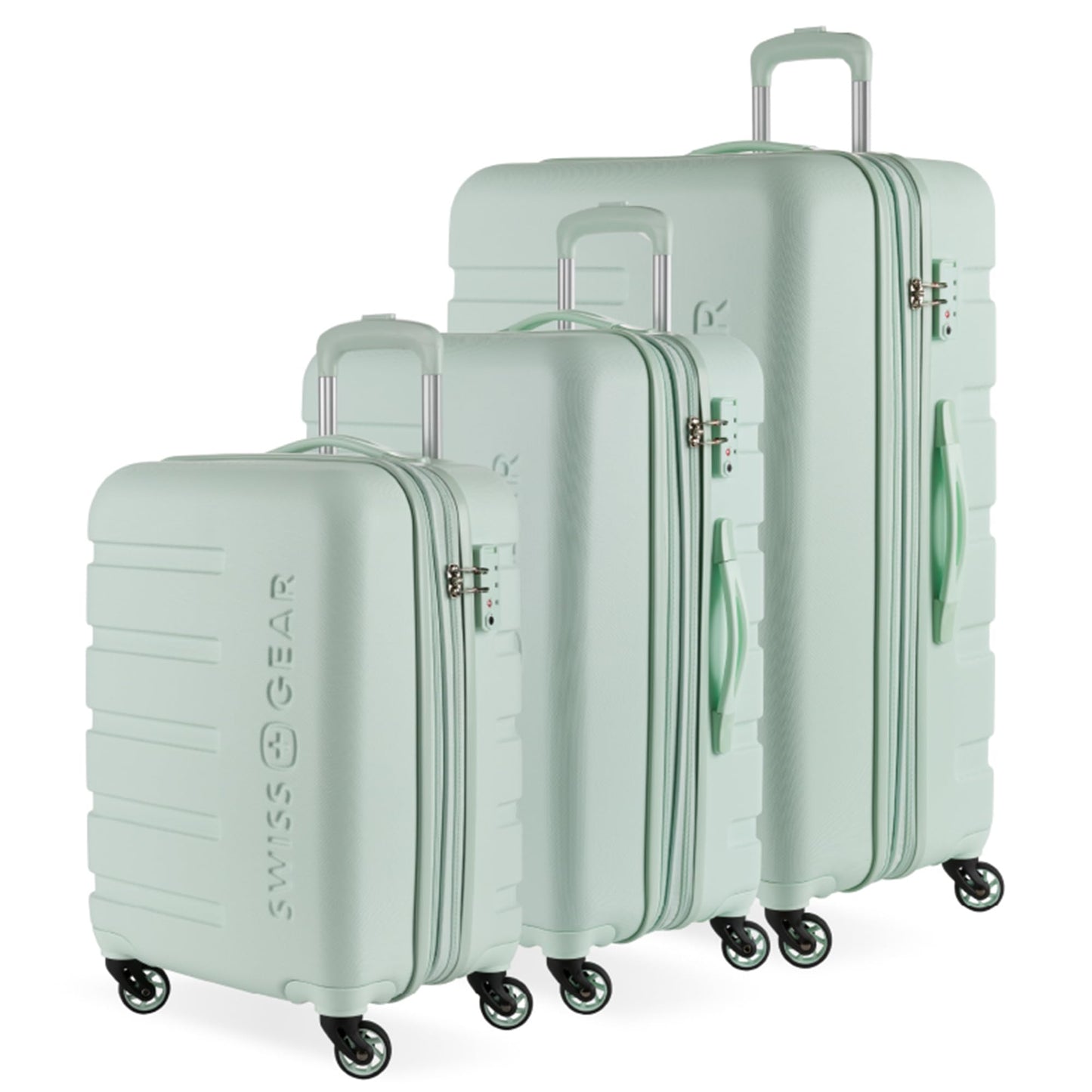 SwissGear 7366 Hardside Expandable Luggage with Spinner Wheels, Aqua, 3PC (SM/MD/LG)