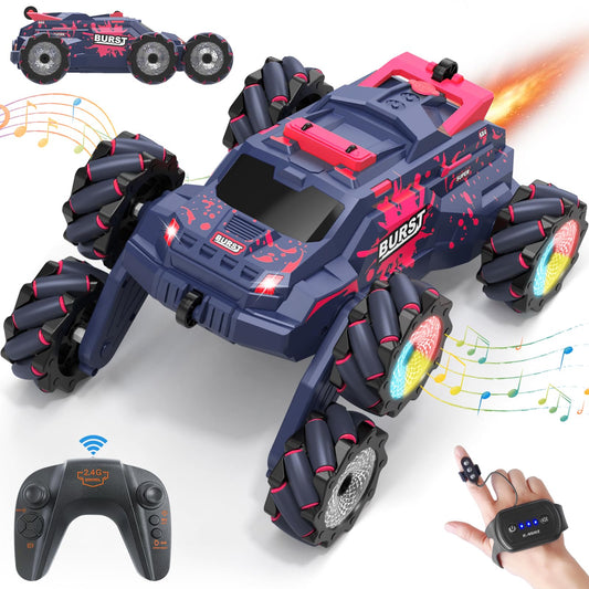 360° Rotation Drift Hand Controlled Remote Control Car With Spray Fog Steam, Lights, Music